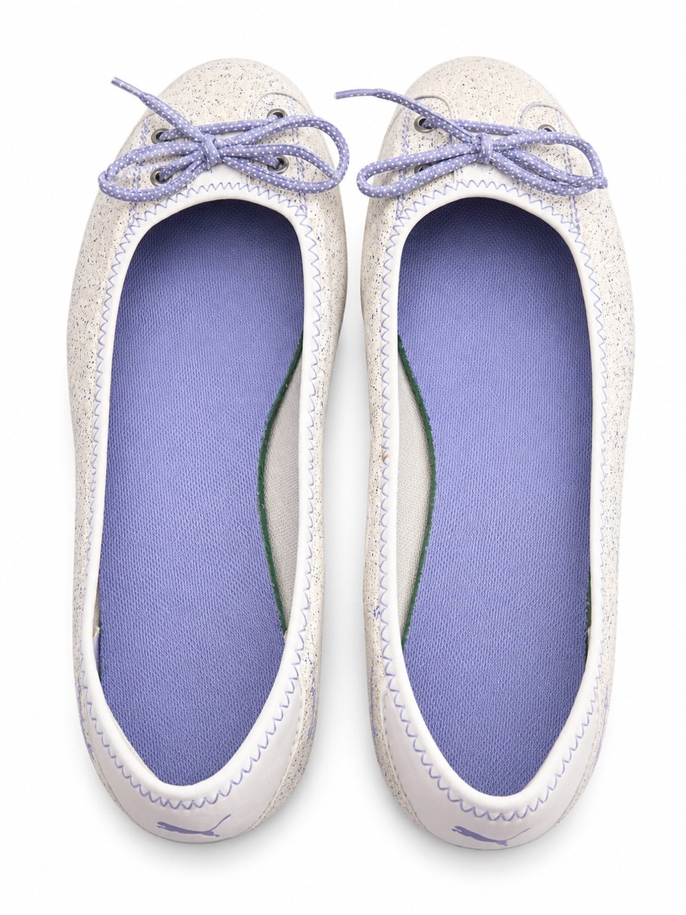 Puma Light Gray Ballet Flats with Lavender Bow